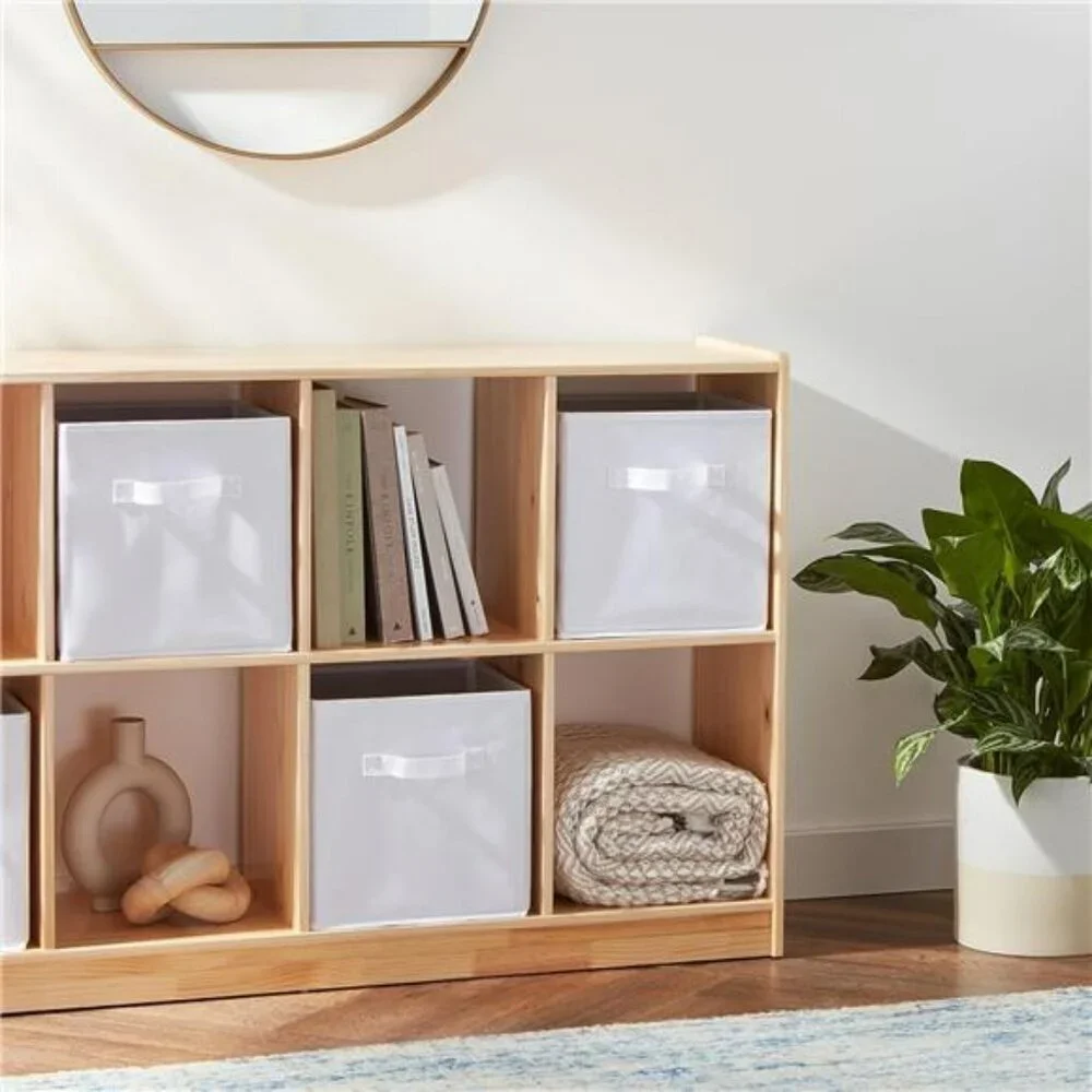 Fabric Cube Storage Bins Set of 6 Collapsible Organizer Boxes with Handles